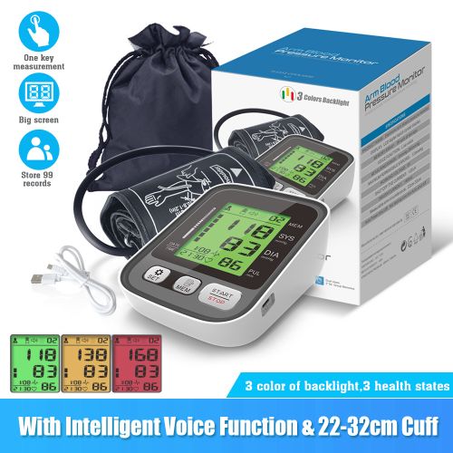 Digital Voice Arm Automatic Blood Pressure Monitor & USB+Bag
