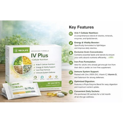 Great Supplement Formula IV Plus - 30 Sachets Iron-Free Multivitamin & Energy Booster with Grain Concentrates